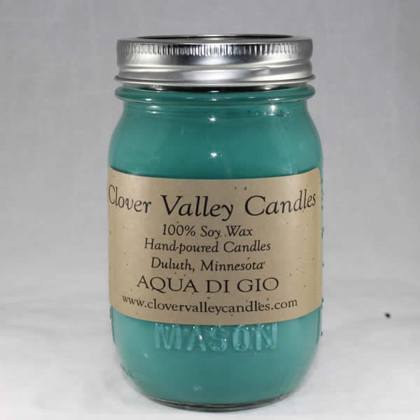 Aqua Di Gio pint soy wax candle by Clover Valley Candles