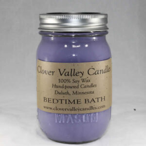Bedtime Bath Pint soy wax candle by Clover Valley Candles