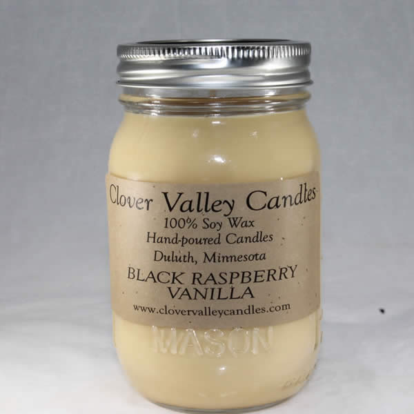 Black Raspberry Vanilla Pint soy wax candle by Clover Valley Candle