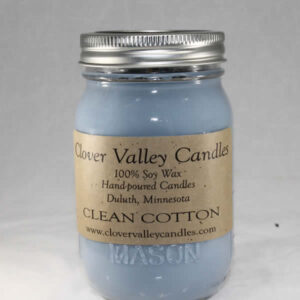 Clean Cotton Pint soy wax candle by Clover Valley Candles