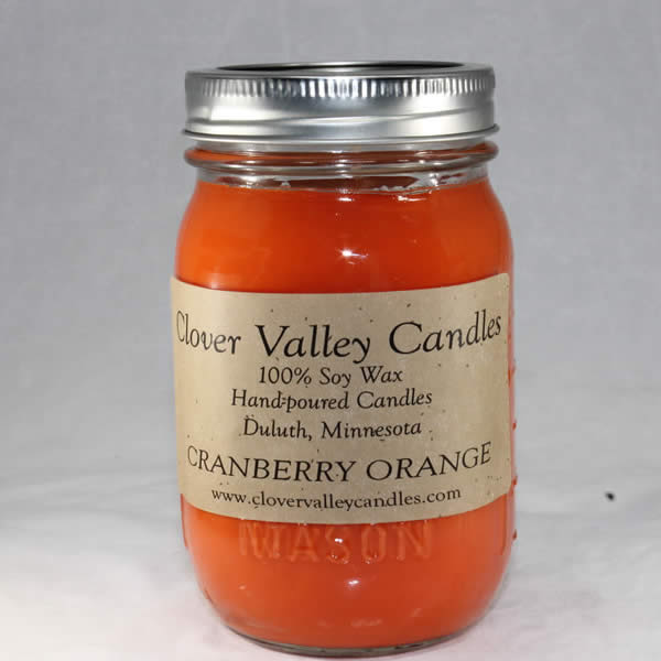 Cranberry Orange Pint soy wax candle by Clover Valley Candle