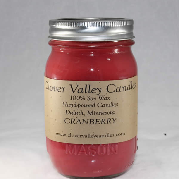 Cranberry Pint soy wax candle by Clover Valley Candles
