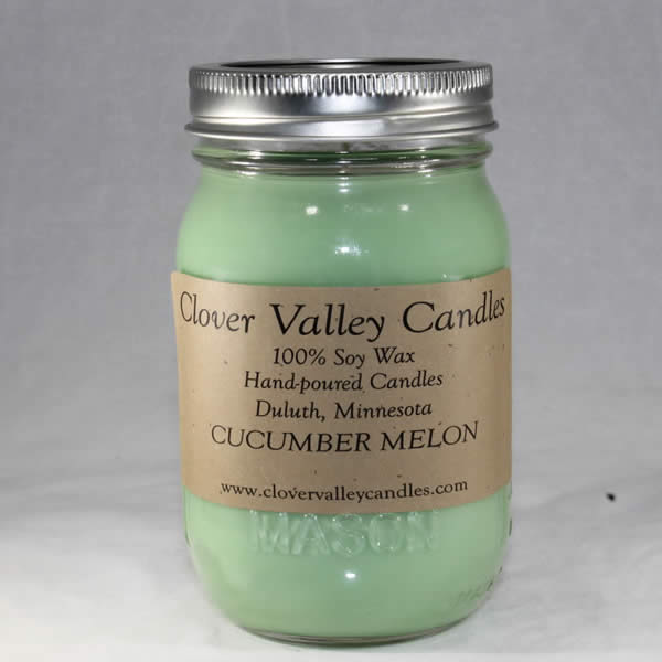 Cucumber Melon Pint soy wax candle by Clover Valley Candles