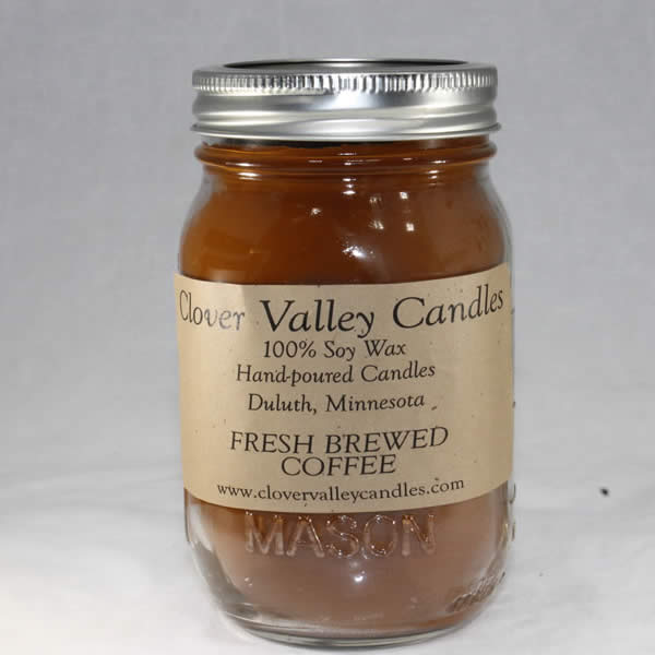 Fresh Brewed Coffee Pint soy candle by Clover Valley Candles