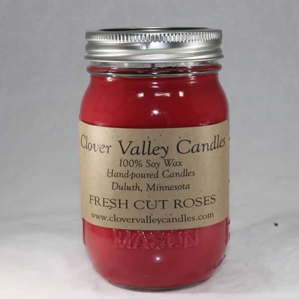 Fresh Cut Roses Pint soy candle by Clover Valley Candles