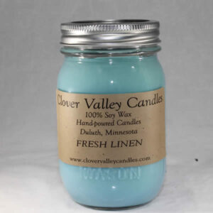 Fresh Linen Pint soy candle by Clover Valley Candles