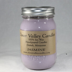 Jasmine Pint soy wax candle by Clover Valley Candles