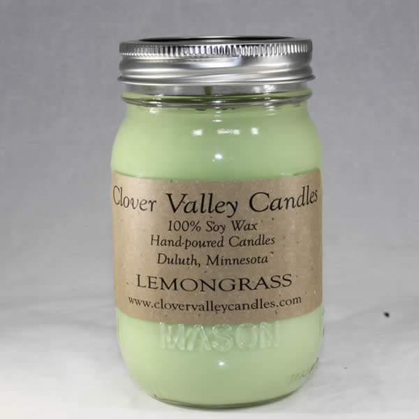 Lemongrass Pint soy wax candle by Clover Valley Candles