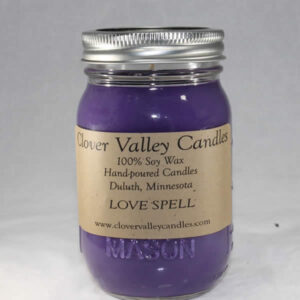 Love Spell Pint soy wax candle by Clover Valley Candles