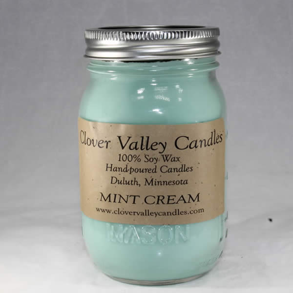 Mint Cream Pint soy wax candle by Clover Valley Candles