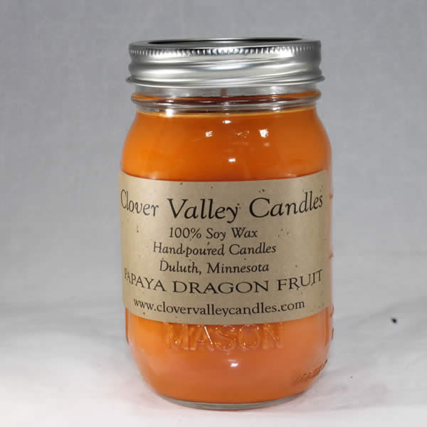 Papaya Dragon Fruit Pint soy wax candle by Clover Valley Candles