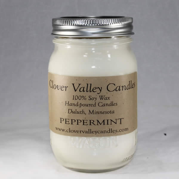 Peppermint Pint soy wax candle by Clover Valley Candles