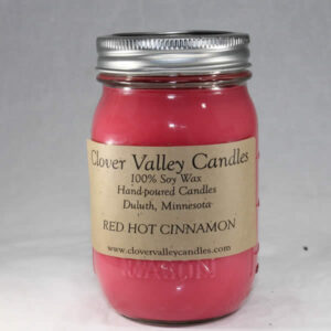 Red Hot Cinnamon Pint soy wax candle by Clover Valley Candles