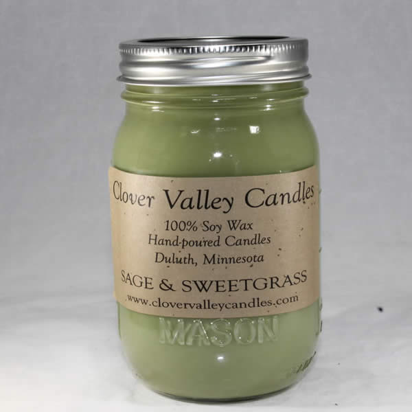 Sage and Sweetgrass Pint soy wax candle by Clover Valley Candles