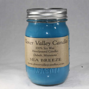 Sea Breeze Pint soy wax candle by Clover Valley Candles.