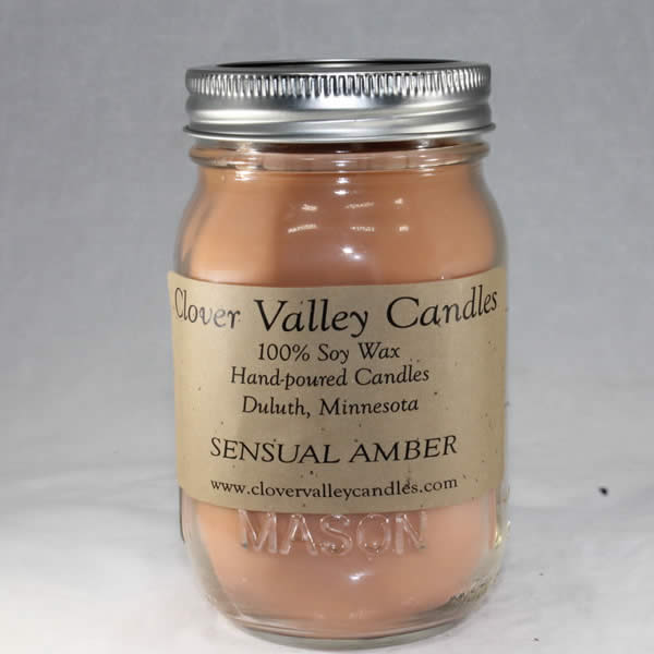 Sensual Amber Pint soy wax candle by Clover Valley Candles.