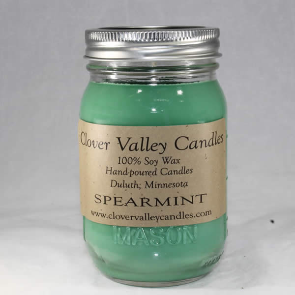 Spearmint Pint soy wax candle by Clover Valley Candles