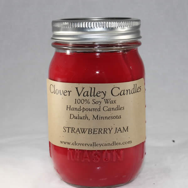 Strawberry Jam Pint soy wax candle by Clover Valley Candles