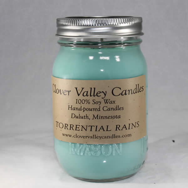 Torrential Rains Pint soy wax candle by Clover Valley Candles