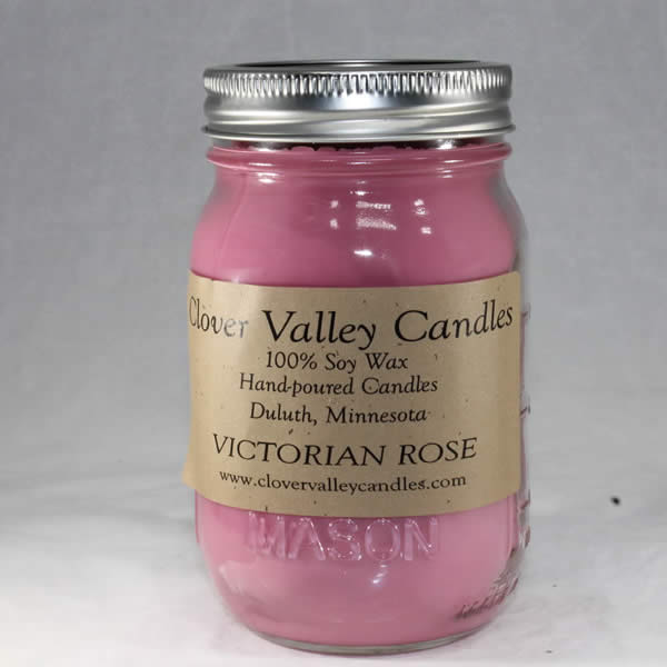 Victoria Rose Pint soy wax candle by Clover Valley Candles